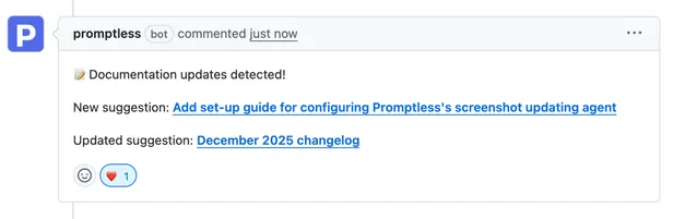 Step 2: additional Promptless draft screenshot